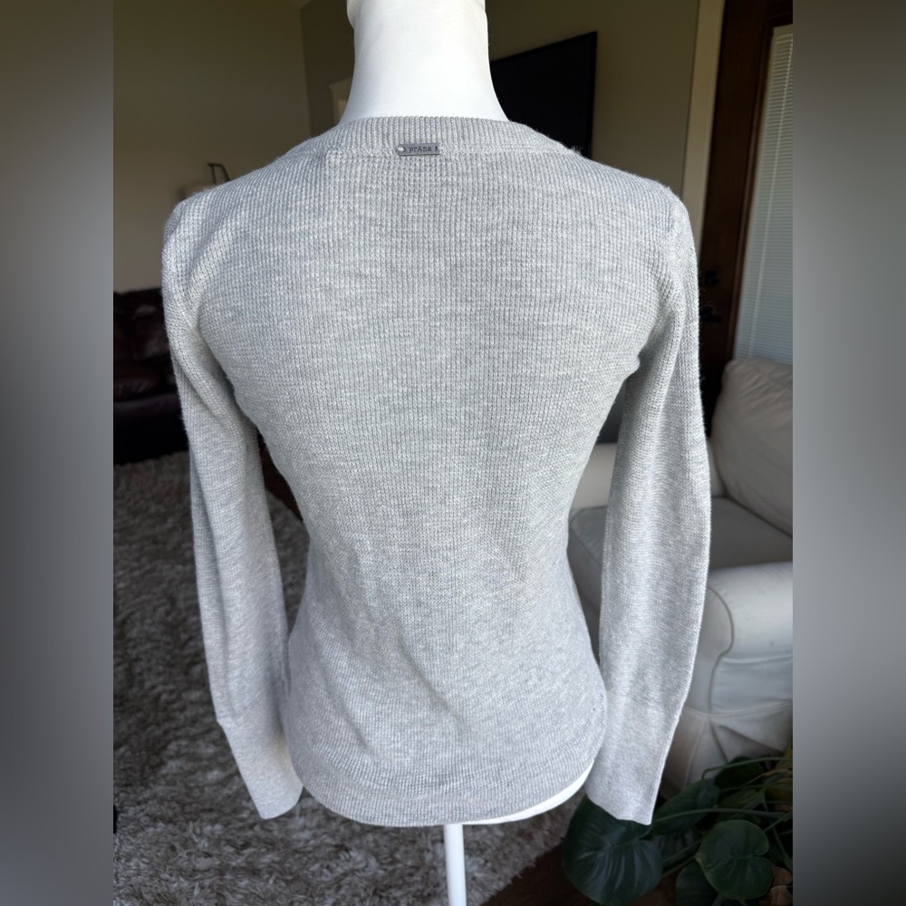 Prana XS Light Gray Textured Button Front Long Sleeve Top - Picture 3 of 8